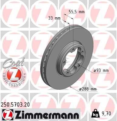 Otto Zimmermann 250.5703.20 Front brake disc ventilated 250570320: Buy near me in Poland at 2407.PL - Good price!