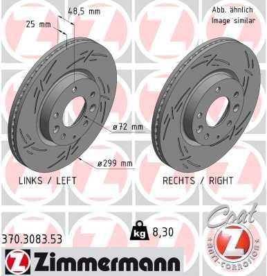 Otto Zimmermann 370.3083.53 Front brake disc ventilated 370308353: Buy near me in Poland at 2407.PL - Good price!