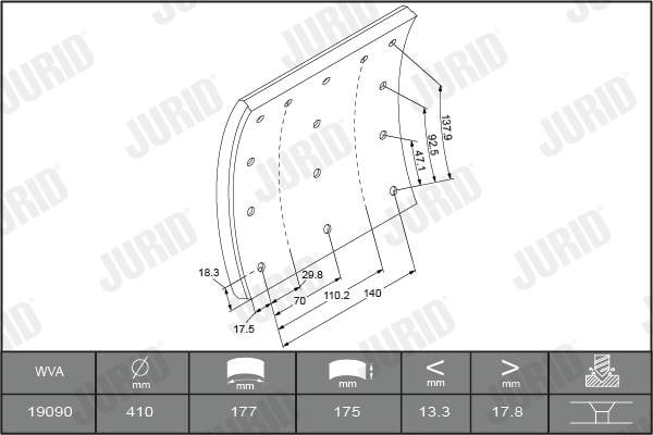 Jurid/Bendix 1909001070 Brake lining set 1909001070: Buy near me in Poland at 2407.PL - Good price!