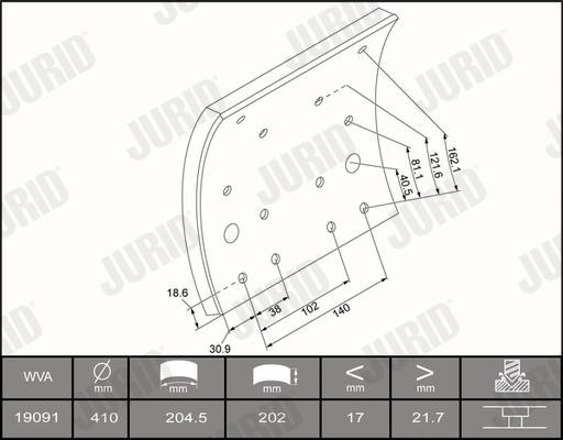 Jurid/Bendix 1909103270 Brake lining set 1909103270: Buy near me in Poland at 2407.PL - Good price!