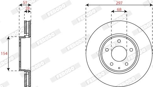Ferodo DDF2849C Front brake disc ventilated DDF2849C: Buy near me in Poland at 2407.PL - Good price!