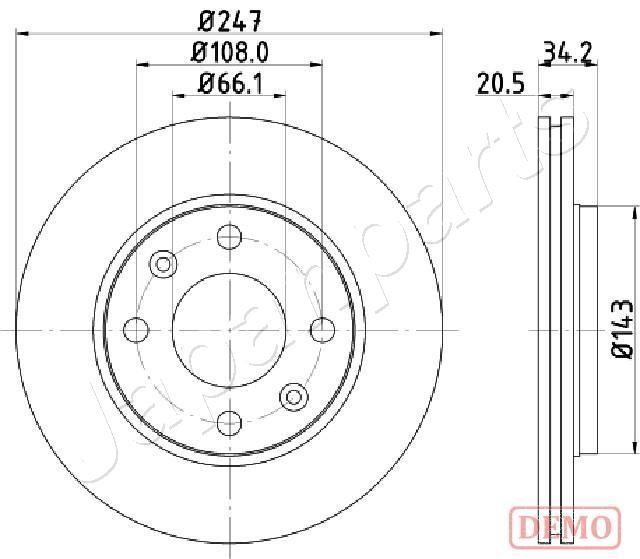 Japanparts DI-0628C Front brake disc ventilated DI0628C: Buy near me in Poland at 2407.PL - Good price!