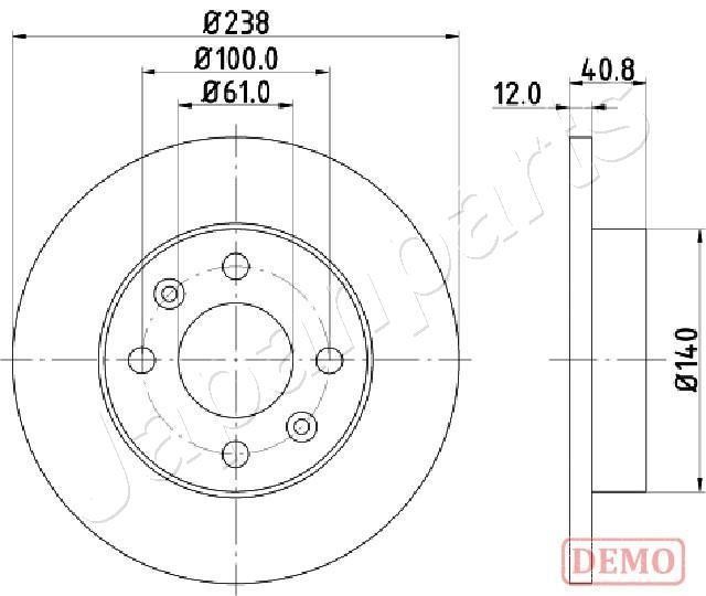 Japanparts DI-0714C Тормозной диск передний невентилируемый DI0714C: Отличная цена - Купить в Польше на 2407.PL!