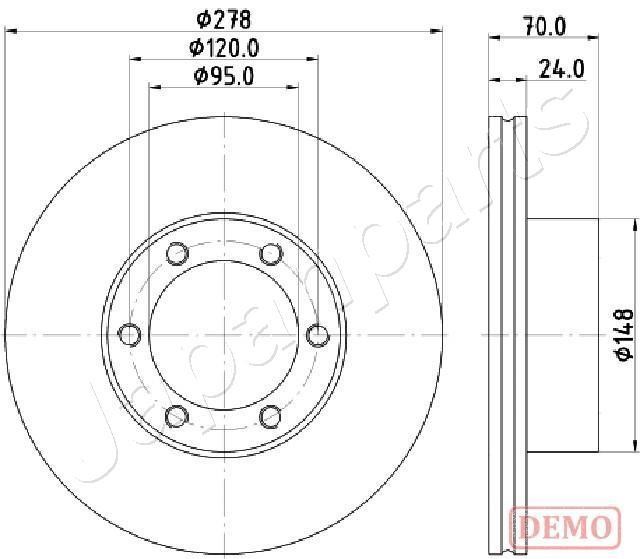 Japanparts DI-0715C Front brake disc ventilated DI0715C: Buy near me in Poland at 2407.PL - Good price!