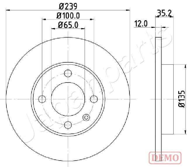 Japanparts DI-0938C Unventilated front brake disc DI0938C: Buy near me in Poland at 2407.PL - Good price!