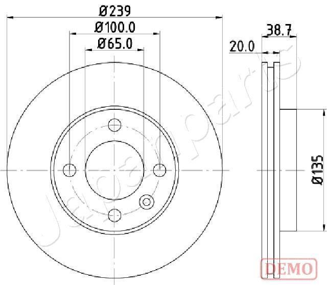 Japanparts DI-0939C Front brake disc ventilated DI0939C: Buy near me in Poland at 2407.PL - Good price!