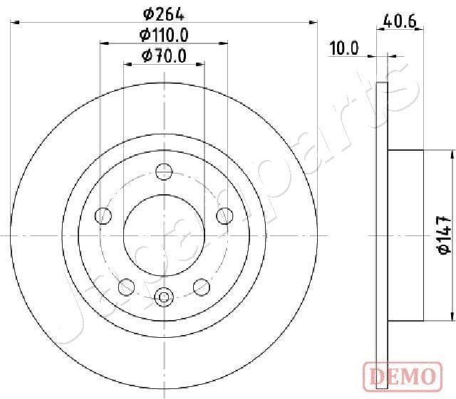 Japanparts DP-0400C Rear brake disc, non-ventilated DP0400C: Buy near me in Poland at 2407.PL - Good price!