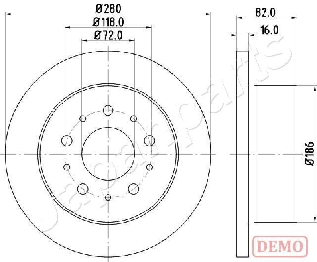 Japanparts DP-0216C Rear brake disc, non-ventilated DP0216C: Buy near me in Poland at 2407.PL - Good price!