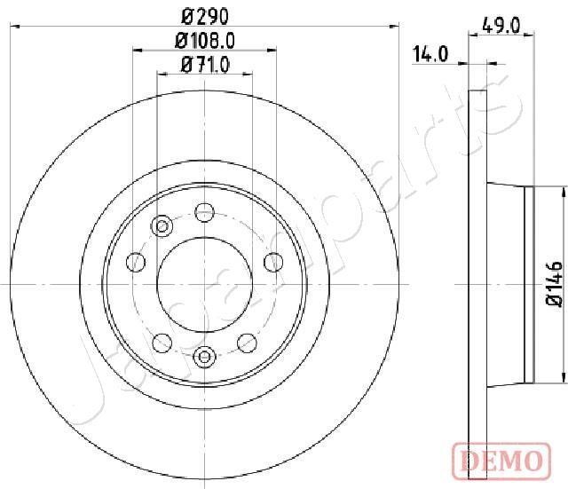 Japanparts DP-0612C Rear brake disc, non-ventilated DP0612C: Buy near me in Poland at 2407.PL - Good price!