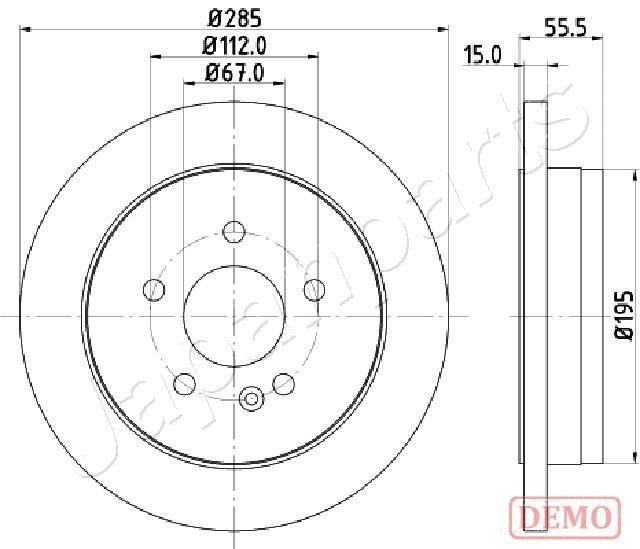 Japanparts DP-0522C Rear brake disc, non-ventilated DP0522C: Buy near me in Poland at 2407.PL - Good price!
