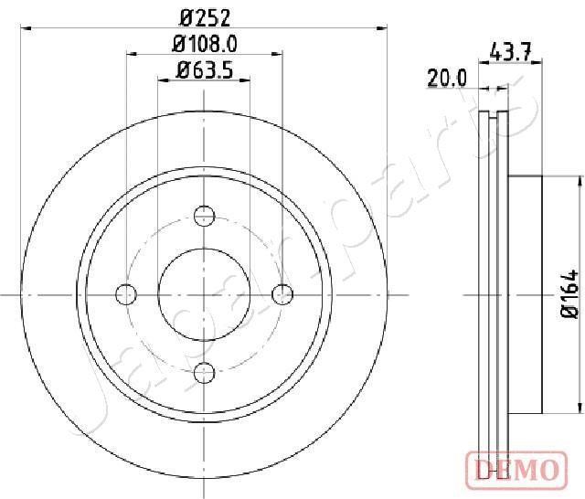 Japanparts DP-0308C Rear ventilated brake disc DP0308C: Buy near me in Poland at 2407.PL - Good price!