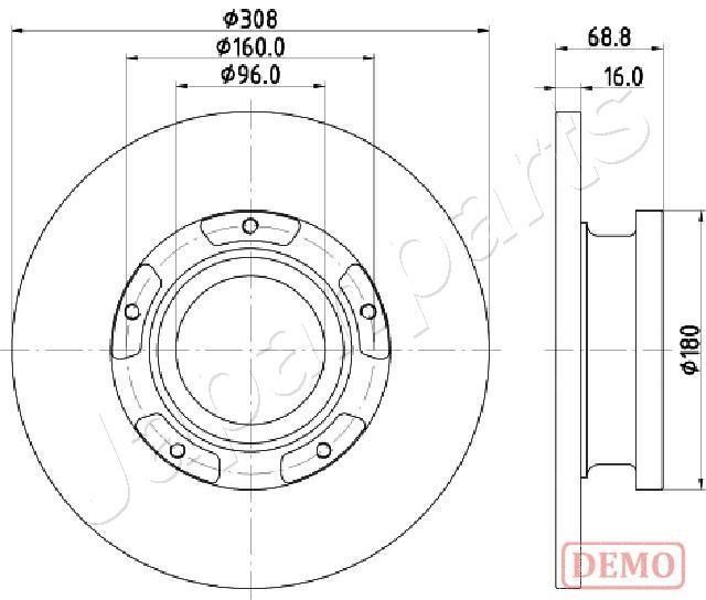Japanparts DP-0312C Rear brake disc, non-ventilated DP0312C: Buy near me in Poland at 2407.PL - Good price!
