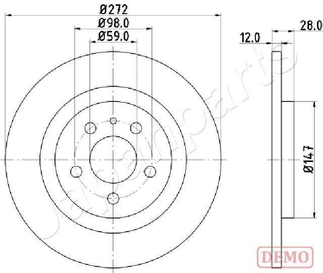 Japanparts DP-0606C Rear brake disc, non-ventilated DP0606C: Buy near me in Poland at 2407.PL - Good price!