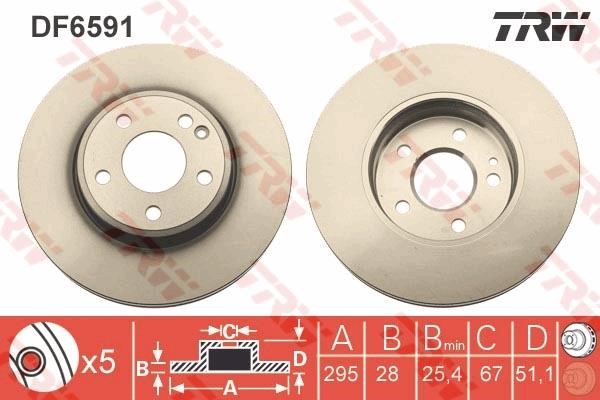 TRW DF6591 Front brake disc ventilated DF6591: Buy near me in Poland at 2407.PL - Good price!