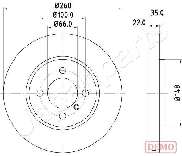Japanparts DI-0158C Front brake disc ventilated DI0158C: Buy near me in Poland at 2407.PL - Good price!