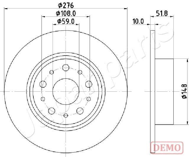 Japanparts DP-0207C Rear brake disc, non-ventilated DP0207C: Buy near me in Poland at 2407.PL - Good price!