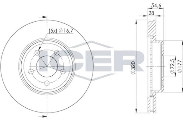 Icer 78BD9196-2 Тормозной диск передний вентилируемый 78BD91962: Отличная цена - Купить в Польше на 2407.PL!