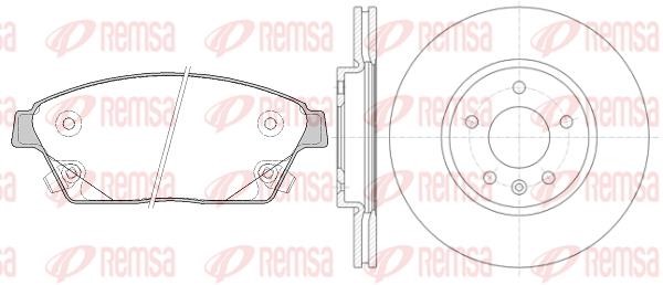 Remsa 8143100 Диски тормозные с колодками передние вентилируемые, комплект 8143100: Отличная цена - Купить в Польше на 2407.PL!
