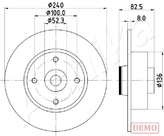 Ashika 61-00-0712C Rear brake disc, non-ventilated 61000712C: Buy near me in Poland at 2407.PL - Good price!