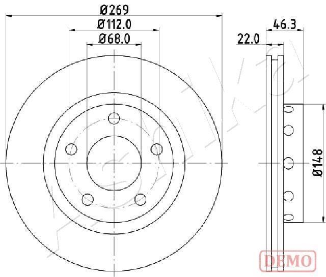 Ashika 61-00-0913C Rear ventilated brake disc 61000913C: Buy near me in Poland at 2407.PL - Good price!
