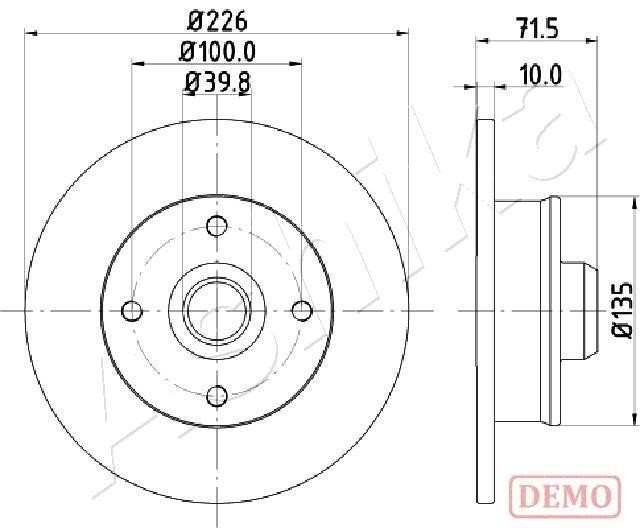 Ashika 61-00-0922C Rear brake disc, non-ventilated 61000922C: Buy near me in Poland at 2407.PL - Good price!