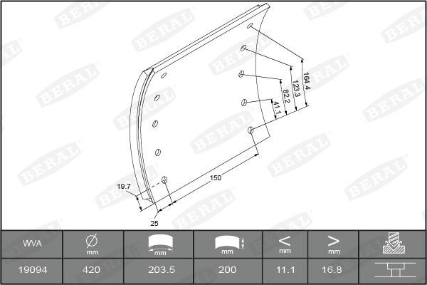 Beral 1909419000016608 Brake lining set 1909419000016608: Buy near me at 2407.PL in Poland at an Affordable price!