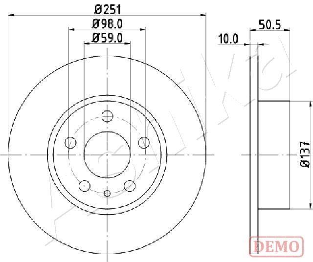 Ashika 61-00-0202C Rear brake disc, non-ventilated 61000202C: Buy near me in Poland at 2407.PL - Good price!