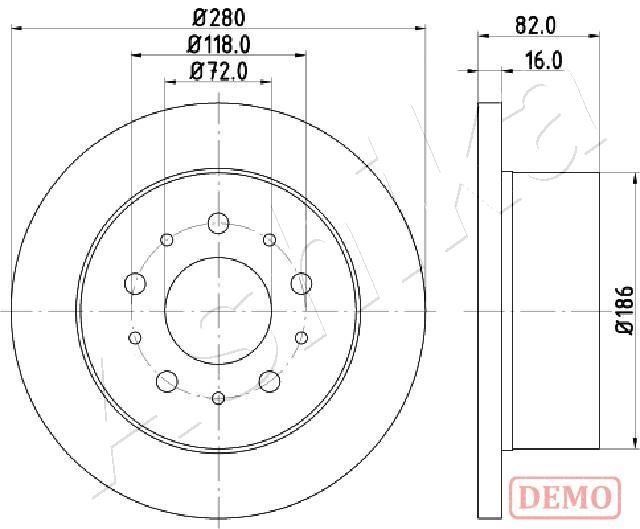 Ashika 61-00-0216C Rear brake disc, non-ventilated 61000216C: Buy near me in Poland at 2407.PL - Good price!