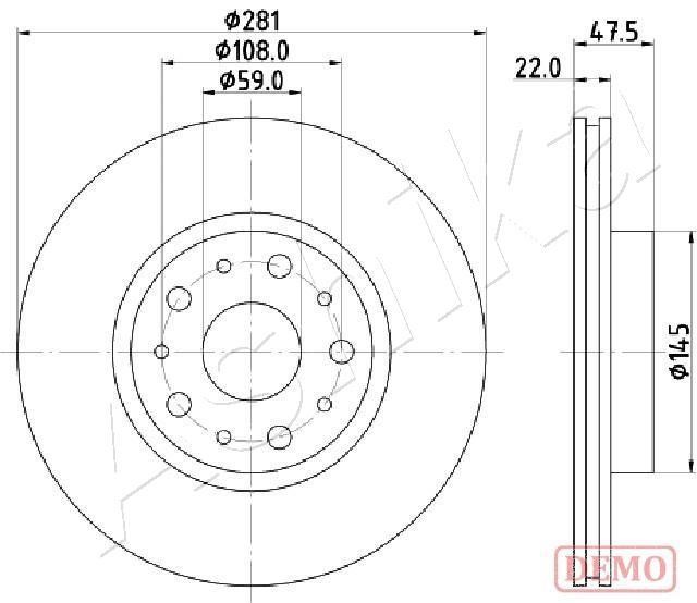 Ashika 61-00-0229C Rear ventilated brake disc 61000229C: Buy near me in Poland at 2407.PL - Good price!