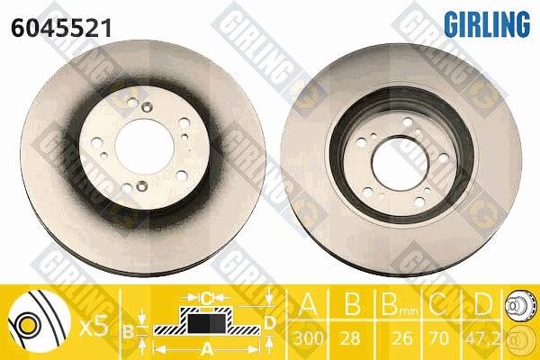 Girling 6045521 Front brake disc ventilated 6045521: Buy near me in Poland at 2407.PL - Good price!