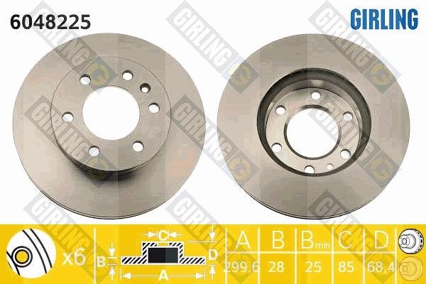 Girling 6048225 Front brake disc ventilated 6048225: Buy near me in Poland at 2407.PL - Good price!