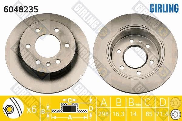 Girling 6048235 Rear brake disc, non-ventilated 6048235: Buy near me in Poland at 2407.PL - Good price!