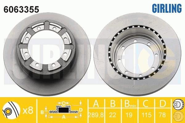 Girling 6063355 Rear ventilated brake disc 6063355: Buy near me in Poland at 2407.PL - Good price!