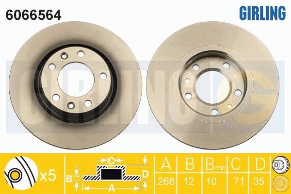 Girling 6066564 Rear brake disc, non-ventilated 6066564: Buy near me in Poland at 2407.PL - Good price!