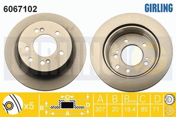 Girling 6067102 Wentylowana tarcza hamulcowa z tyłu 6067102: Dobra cena w Polsce na 2407.PL - Kup Teraz!