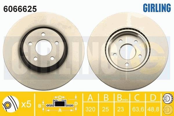 Girling 6066625 Front brake disc ventilated 6066625: Buy near me in Poland at 2407.PL - Good price!