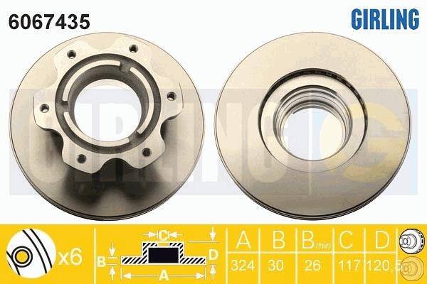 Girling 6067435 Rear ventilated brake disc 6067435: Buy near me in Poland at 2407.PL - Good price!