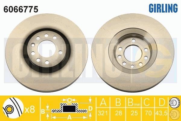 Girling 6066775 Front brake disc ventilated 6066775: Buy near me in Poland at 2407.PL - Good price!