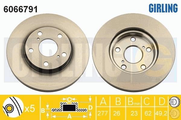 Girling 6066791 Front brake disc ventilated 6066791: Buy near me in Poland at 2407.PL - Good price!