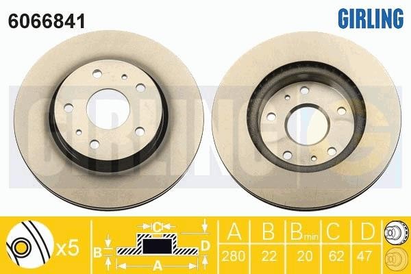 Girling 6066841 Front brake disc ventilated 6066841: Buy near me in Poland at 2407.PL - Good price!