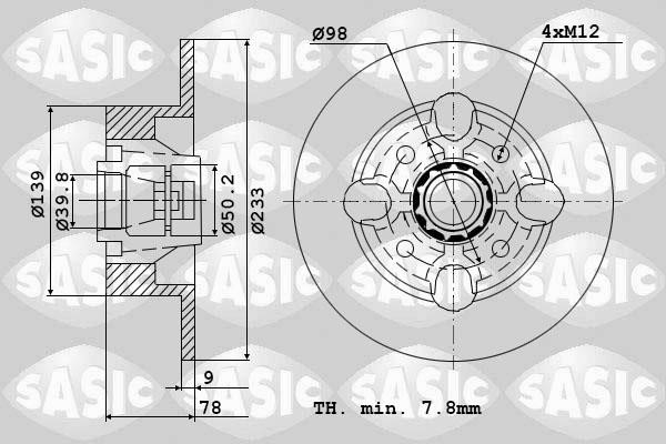 Sasic 9004209J Rear brake disc, non-ventilated 9004209J: Buy near me in Poland at 2407.PL - Good price!