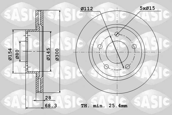 Sasic 9004415J Front brake disc ventilated 9004415J: Buy near me in Poland at 2407.PL - Good price!