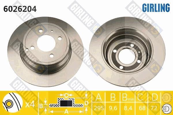Girling 6026204 Тормозной диск задний невентилируемый 6026204: Отличная цена - Купить в Польше на 2407.PL!