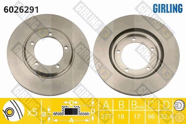 Girling 6026291 Front brake disc ventilated 6026291: Buy near me in Poland at 2407.PL - Good price!