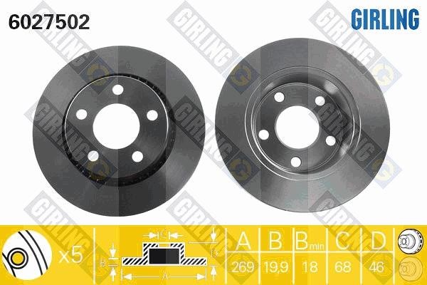 Girling 6027502 Rear ventilated brake disc 6027502: Buy near me at 2407.PL in Poland at an Affordable price!