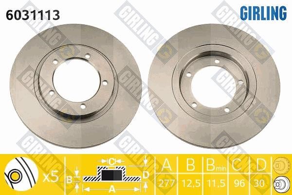Girling 6031113 Unventilated front brake disc 6031113: Buy near me in Poland at 2407.PL - Good price!