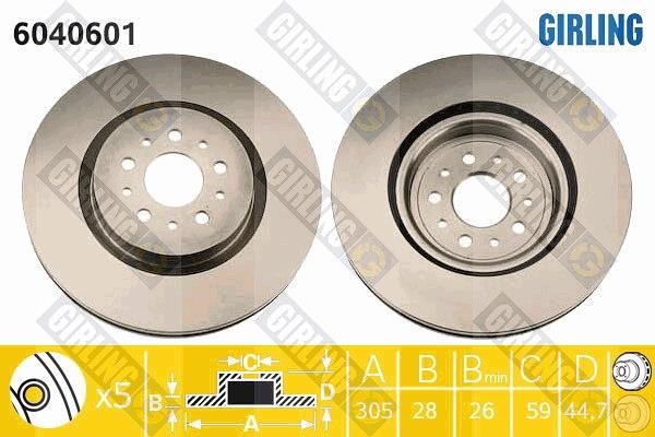 Girling 6040601 Front brake disc ventilated 6040601: Buy near me in Poland at 2407.PL - Good price!