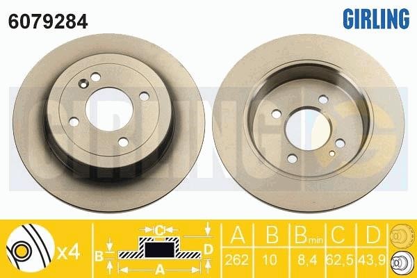 Girling 6079284 Rear brake disc, non-ventilated 6079284: Buy near me in Poland at 2407.PL - Good price!