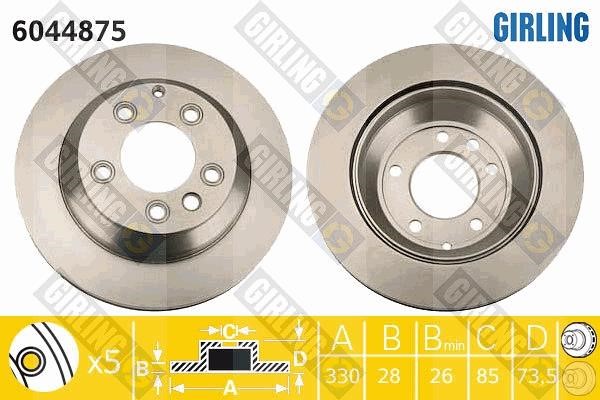 Girling 6044875 Rear ventilated brake disc 6044875: Buy near me in Poland at 2407.PL - Good price!
