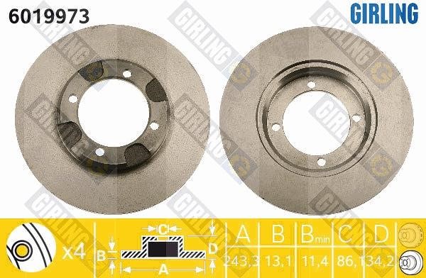 Girling 6019973 Unventilated front brake disc 6019973: Buy near me in Poland at 2407.PL - Good price!